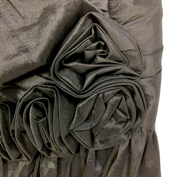 Masquerade Black Strapless 90s Y2K Cocktail Dress Hoco 14/15 Bubble Hem Rosettes - Picture 3 of 10